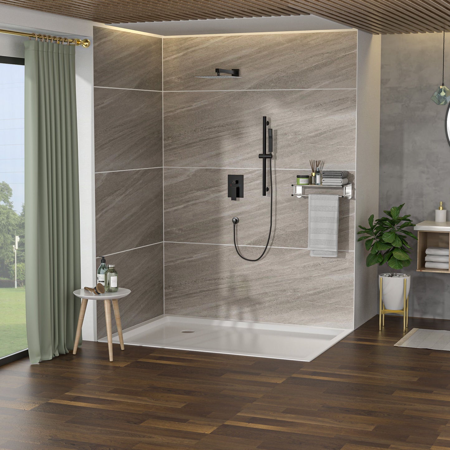Wall Mounted Square Shower System With Adjustable Slide Bar, Rainfall Shower Head, 10 " - Oil-Rubbed Bronze Daily Nest