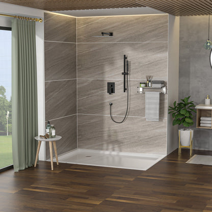 Wall Mounted Square Shower System With Adjustable Slide Bar, Rainfall Shower Head, 10 " - Oil-Rubbed Bronze Daily Nest