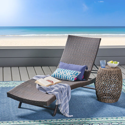 Kauai - Modern Style Pe Wicker Chaise Lounge - Brown Multi Noble House