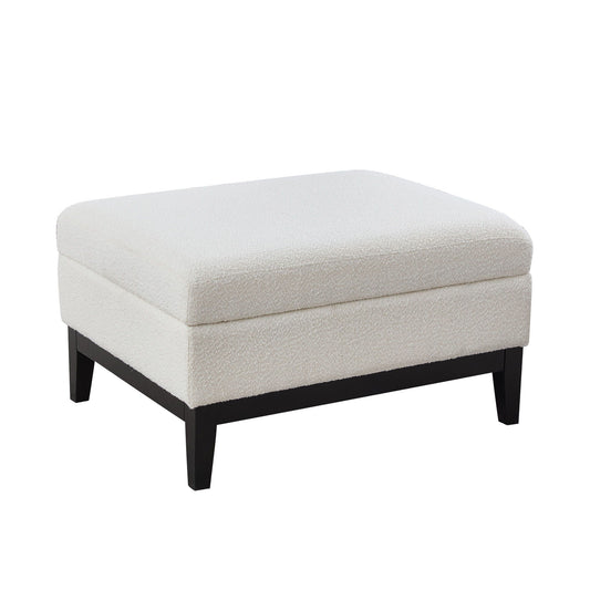 Upholstered Storage Ottoman With Reversible Lid Coffee Table With Rubberwood Legs Home Essentials