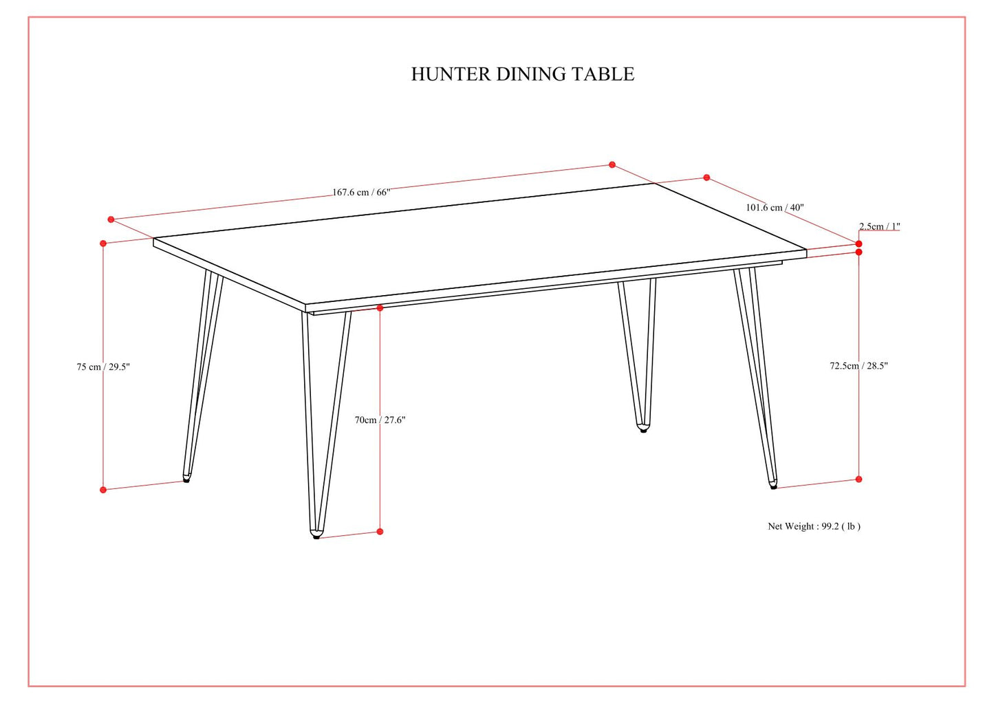 Hunter - Square Tabletop Dining Table Simpli-Home