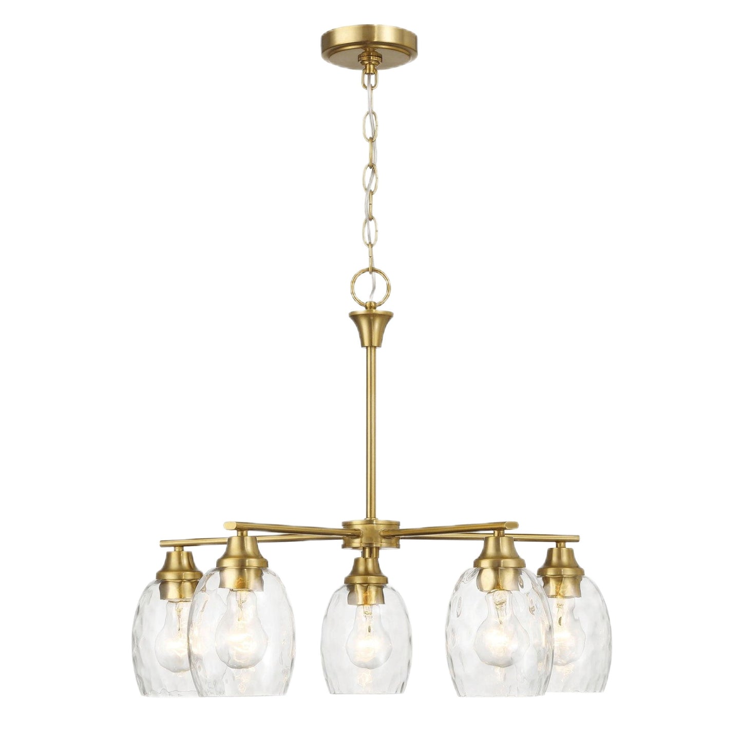 Elegance 5 Lights Linear Arms With Chain Chandelier - Clear / Gold Ashcroft Furniture