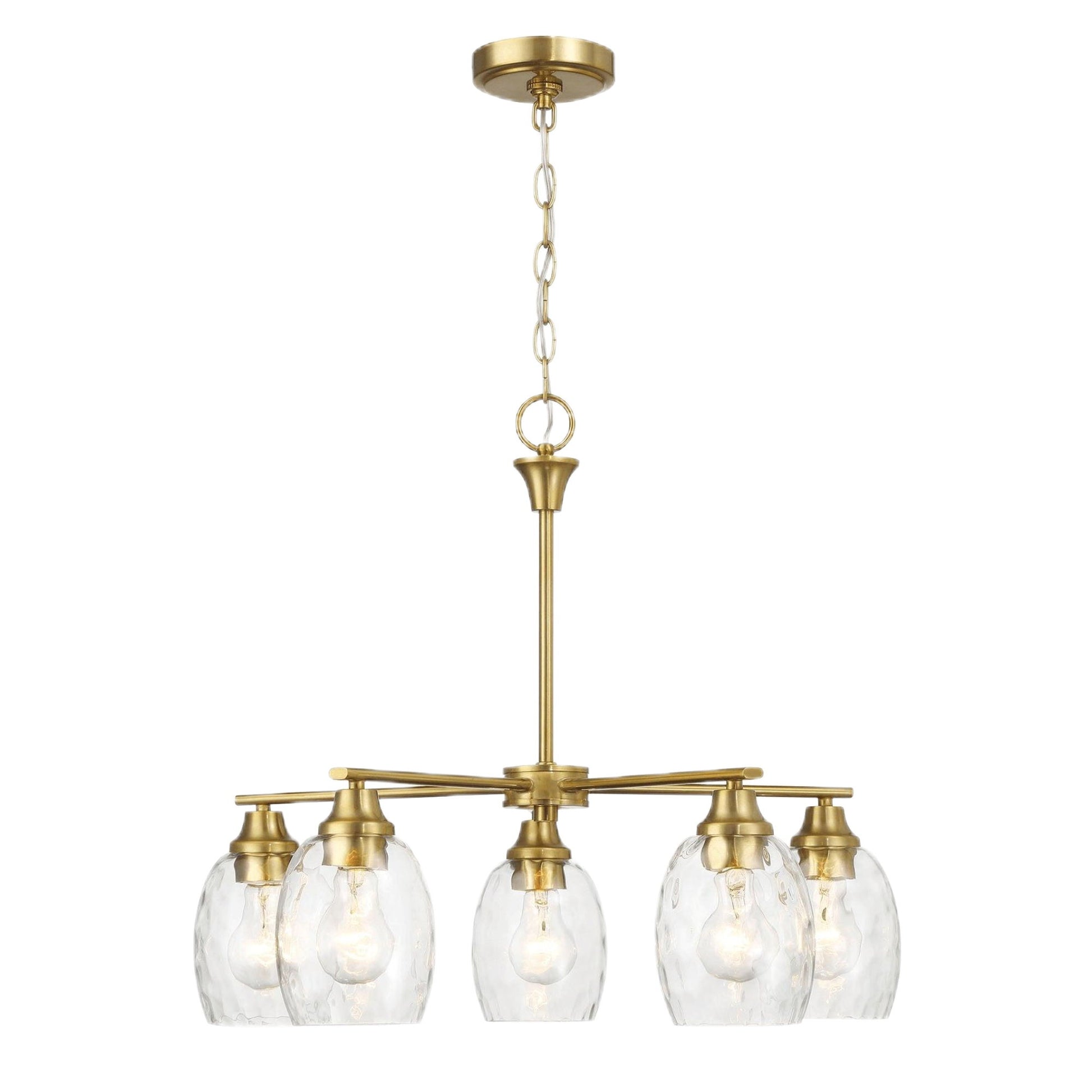 Elegance 5 Lights Linear Arms With Chain Chandelier - Clear / Gold Ashcroft Furniture