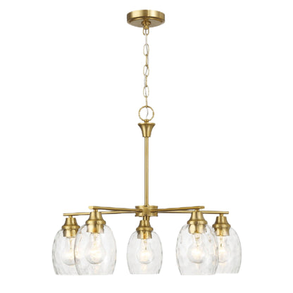 Elegance 5 Lights Linear Arms With Chain Chandelier - Clear / Gold Ashcroft Furniture
