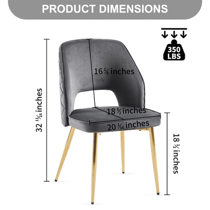Velvet Dining Chairs With Metal Legs And Hollow Back Upholstered Dining Chairs Home Essentials