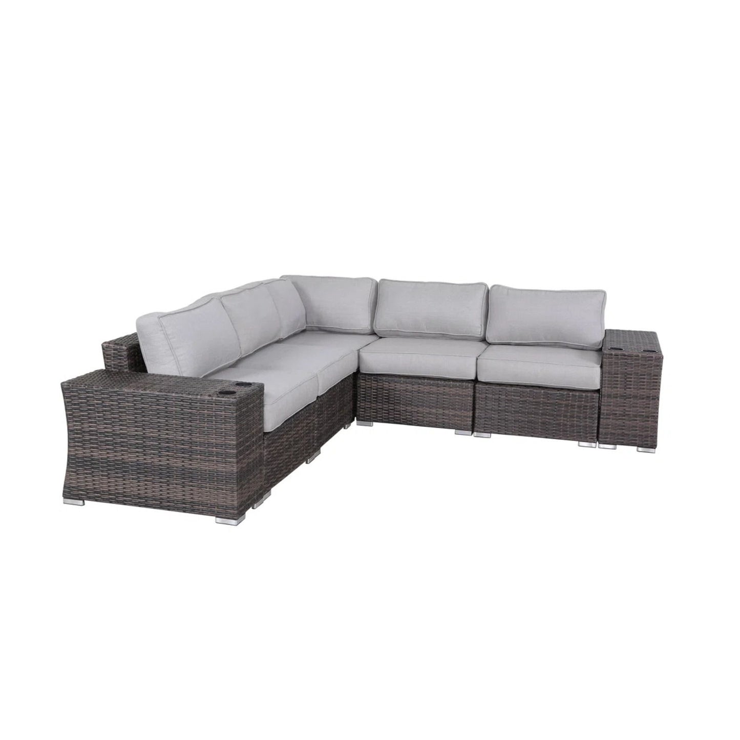 Rattan Sectional Sofa Set With Cushions LSI Patio Furniture