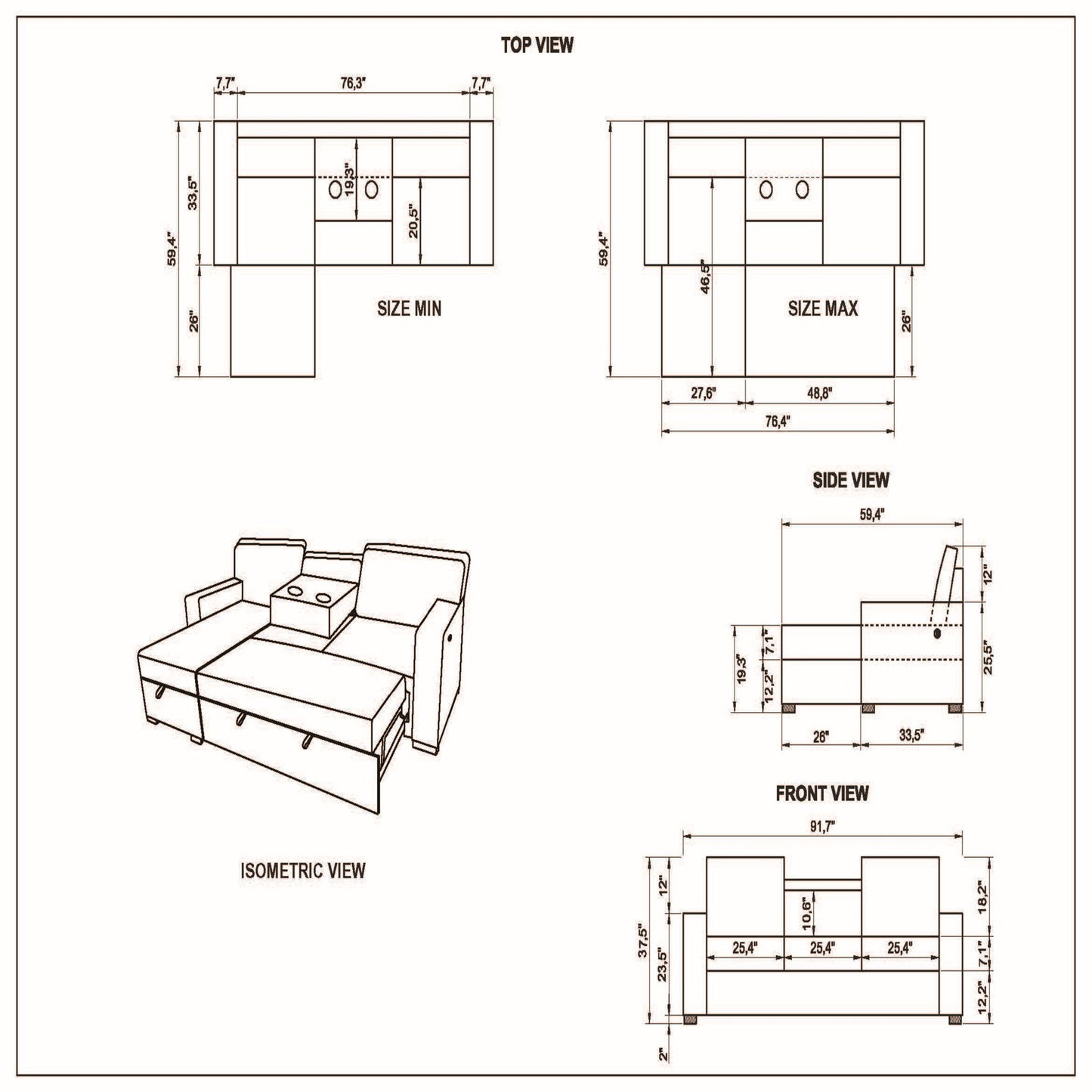 Territory - Pull Out Sofa Bed With Design - Dark Gray Global Furniture USA