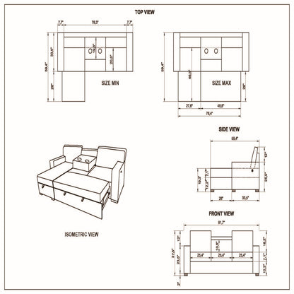 Territory - Pull Out Sofa Bed With Design - Dark Gray Global Furniture USA