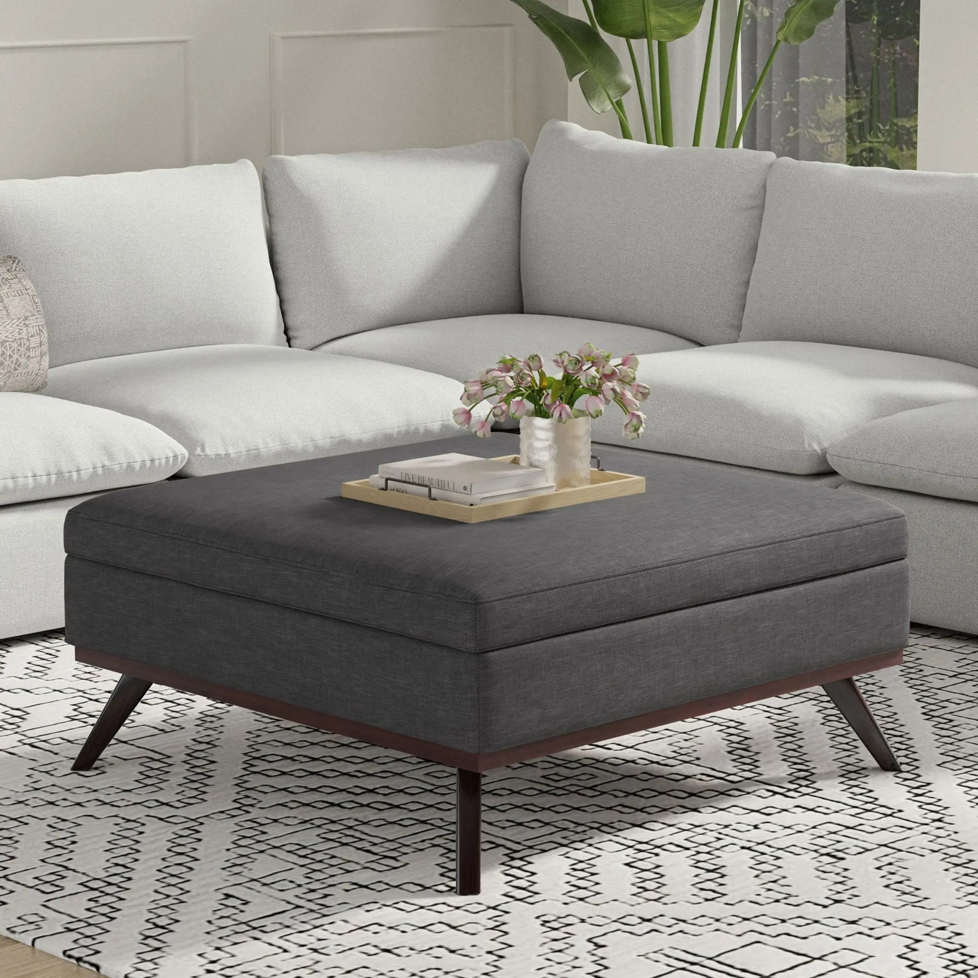 Owen - Multifunctional Square Coffee Table Storage Ottoman Simpli-Home