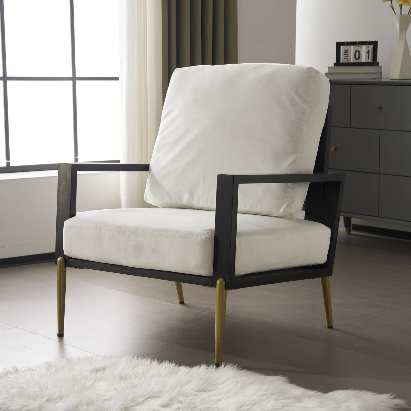 Modern Armchair With Solid Wood Frame Noble House