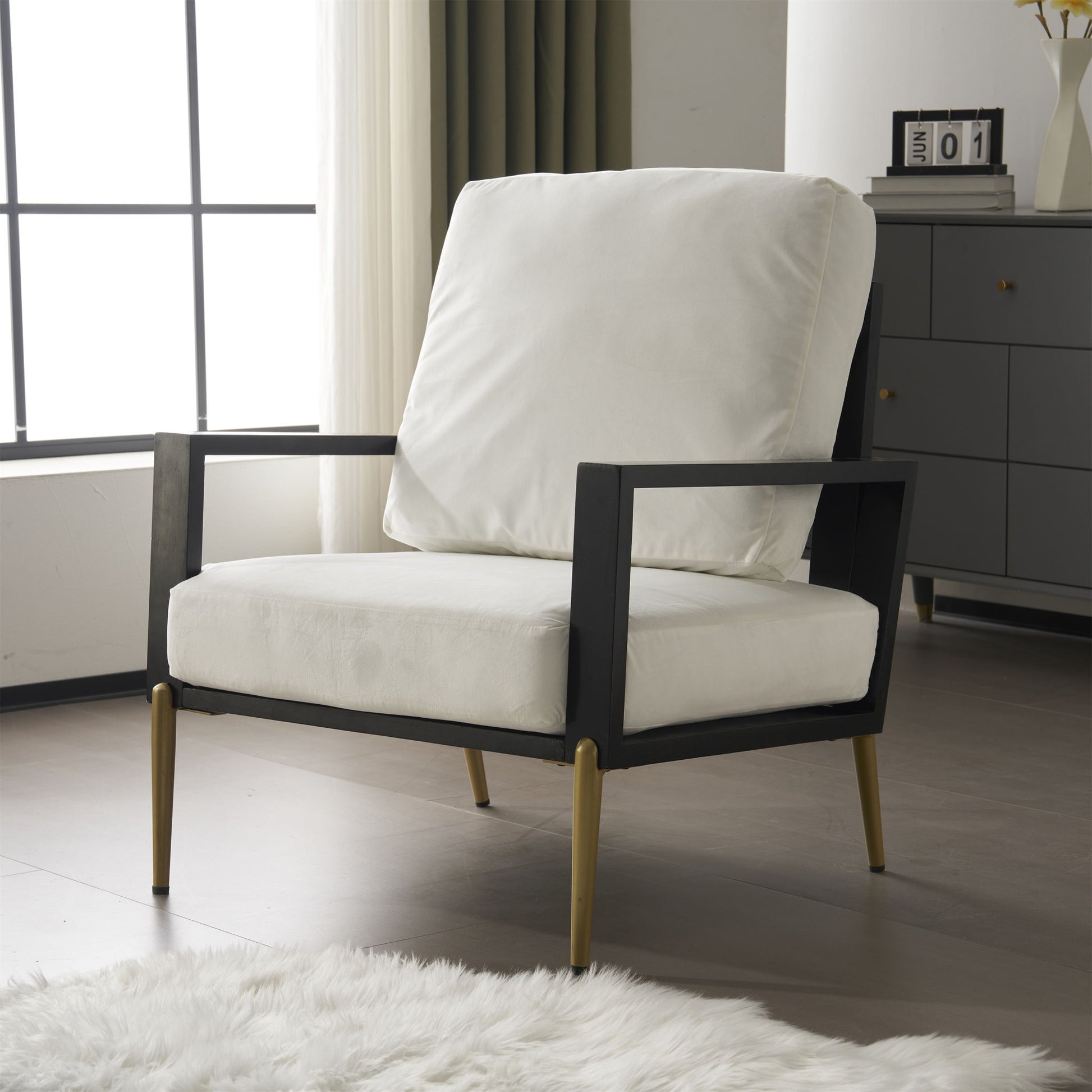 Modern Armchair With Solid Wood Frame Noble House