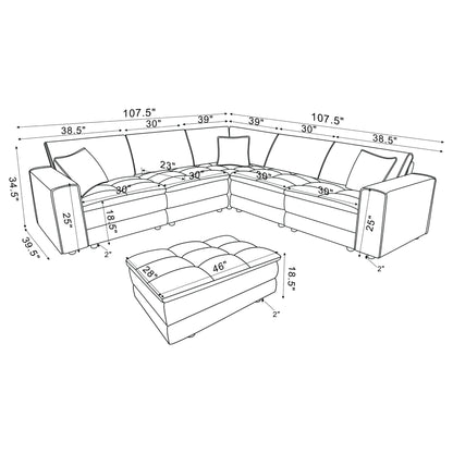 Azure - 6 Piece Upholstered Modular Sectional Sofa - Blue Furniture Max