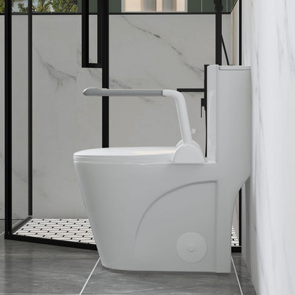 Upgraded Design Armrest, With Glossy Gw 007 1 Piece Toilet With Tornado Flush, Soft Close Seat, Dual Flush Map 1000G, Comfort Chair Seat - Gloss White Daily Nest