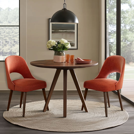 Nola - Dining Side Chair (Set of 2) - Orange / Dark Brown INK+IVY