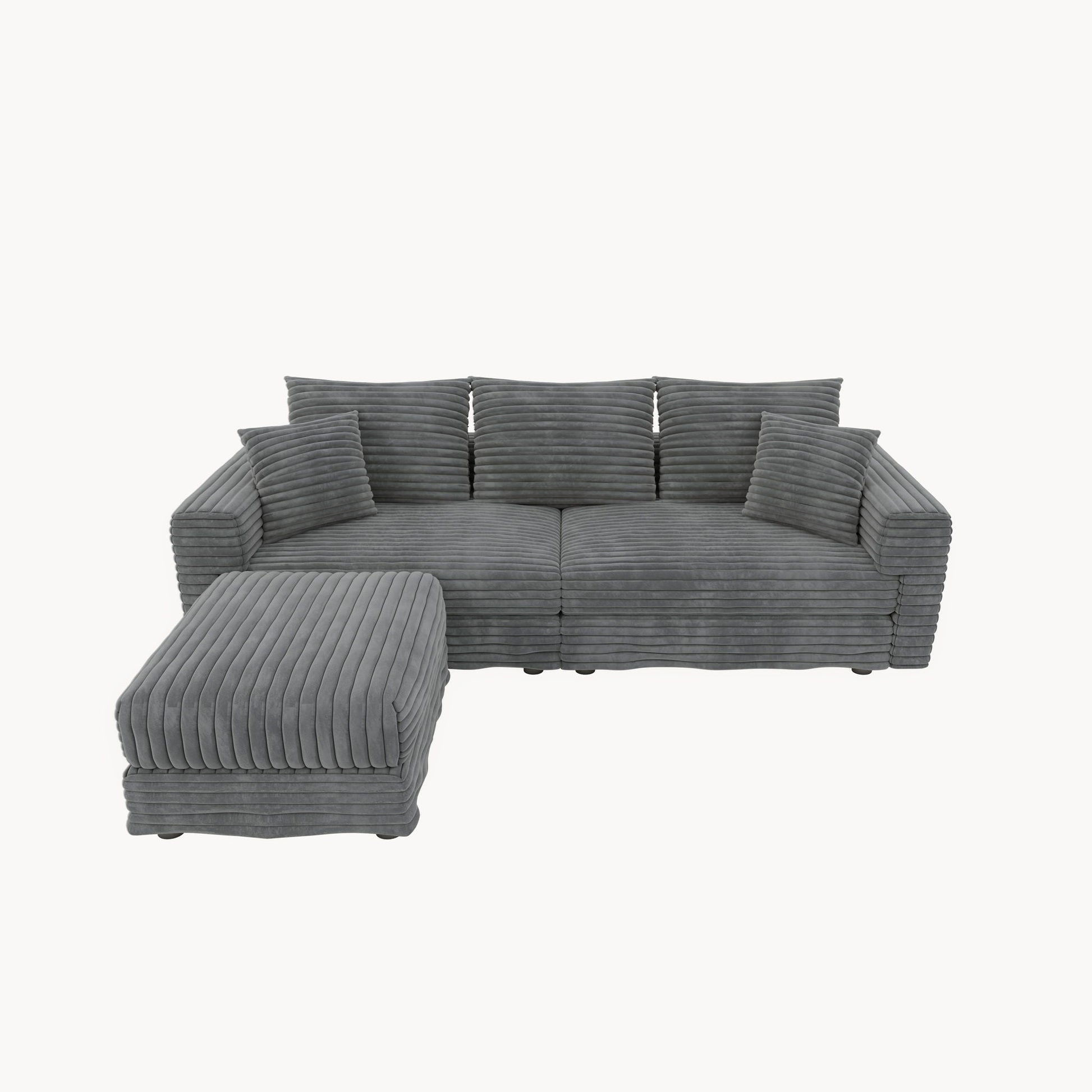 Deep Seat Convertible Sofa With Soft Pillows And Ottomans Home Essentials