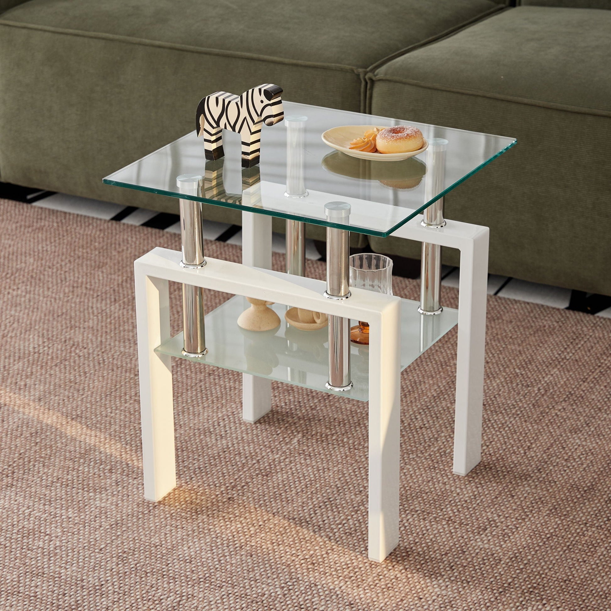 Tempered Glass Table With Storage Home Essentials