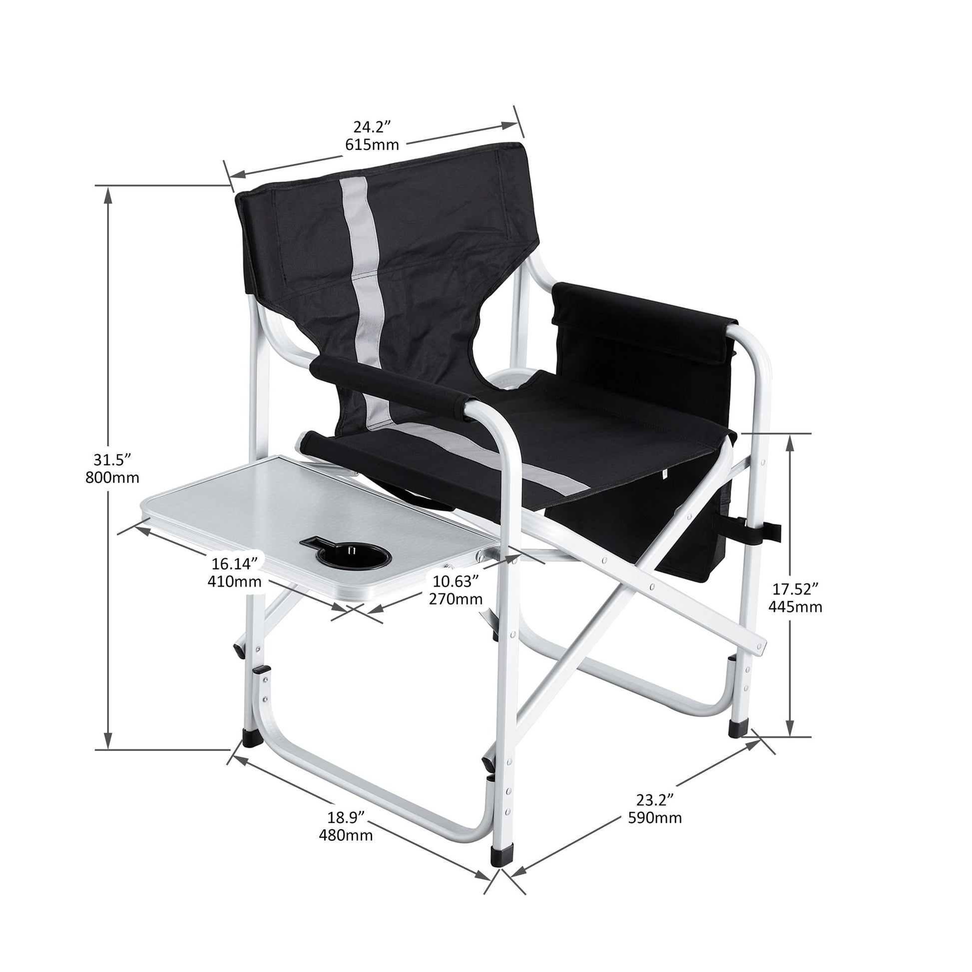 Padded Folding Outdoor Chair With Side Table And Storage Pockets, Lightweight Oversized Directors Chair For Indoor, Outdoor Camping, Picnics And Fishing Home Essentials
