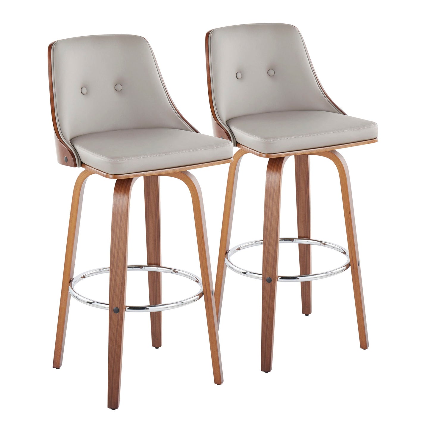 Gianna - Mid Century Modern Fixed Height Barstool With Swivel With Round Footrest (Set of 2) Lumi Source