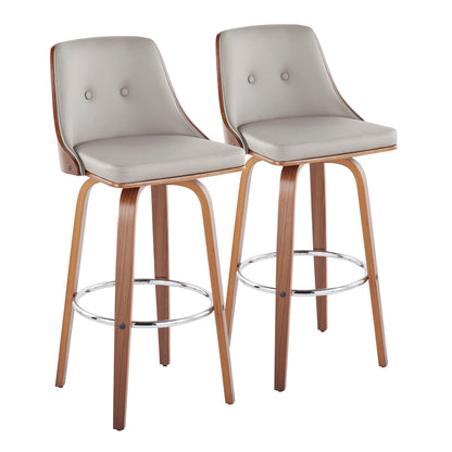 Gianna - Mid Century Modern Fixed Height Barstool With Swivel With Round Footrest (Set of 2) Lumi Source