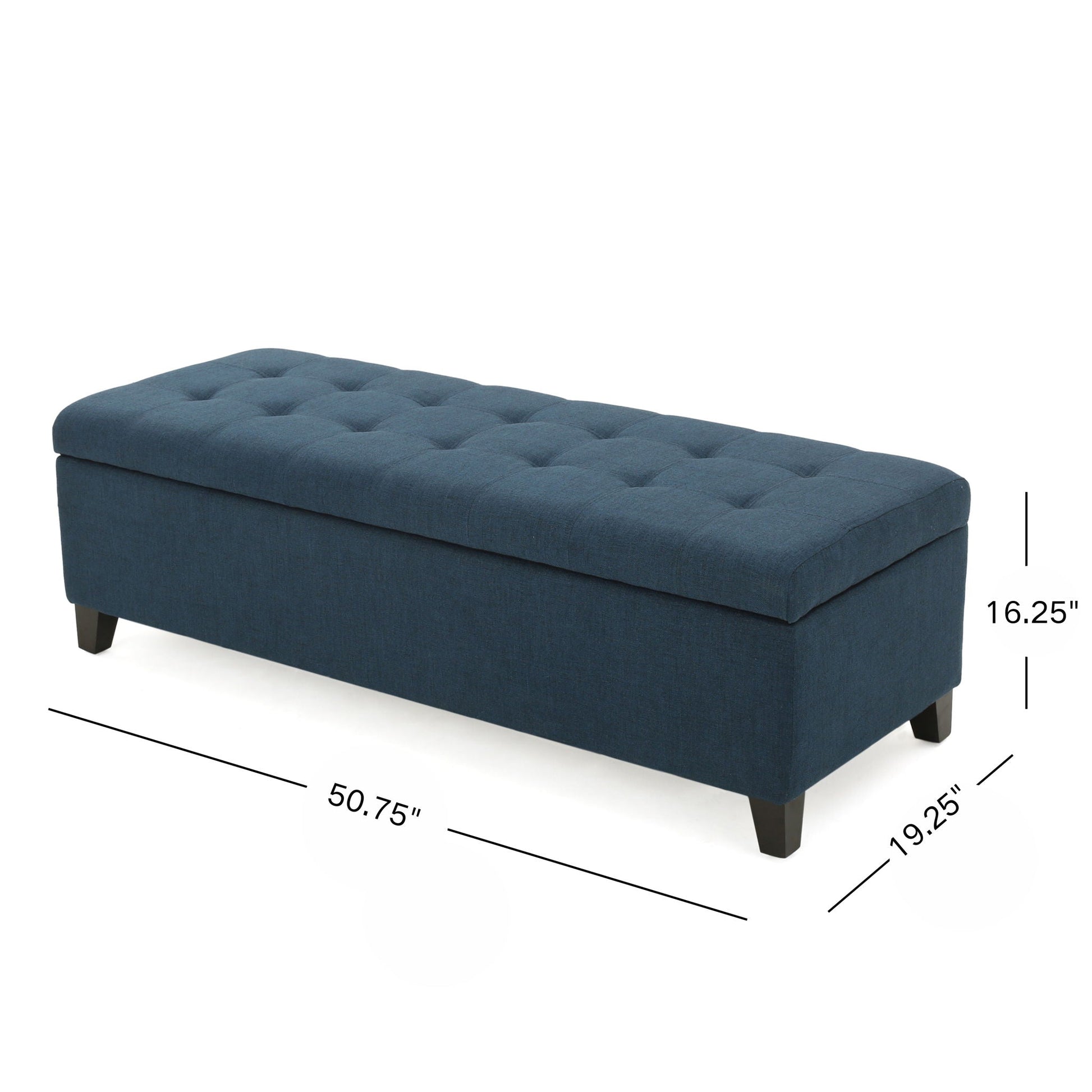Nebulous - Fabric Upholstered Ottoman With Storage And Diamond Tufted Seat - Navy Blue Noble House