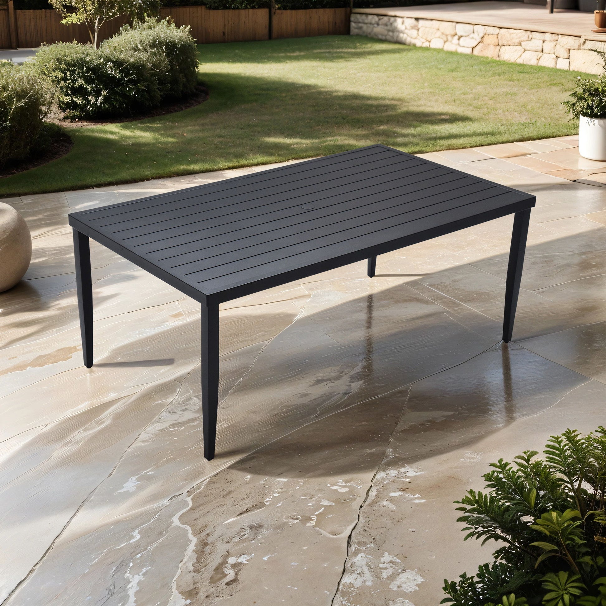 Outdoor Patio Dining Table With Tapered Feet & Umbrella Hole Life Outside