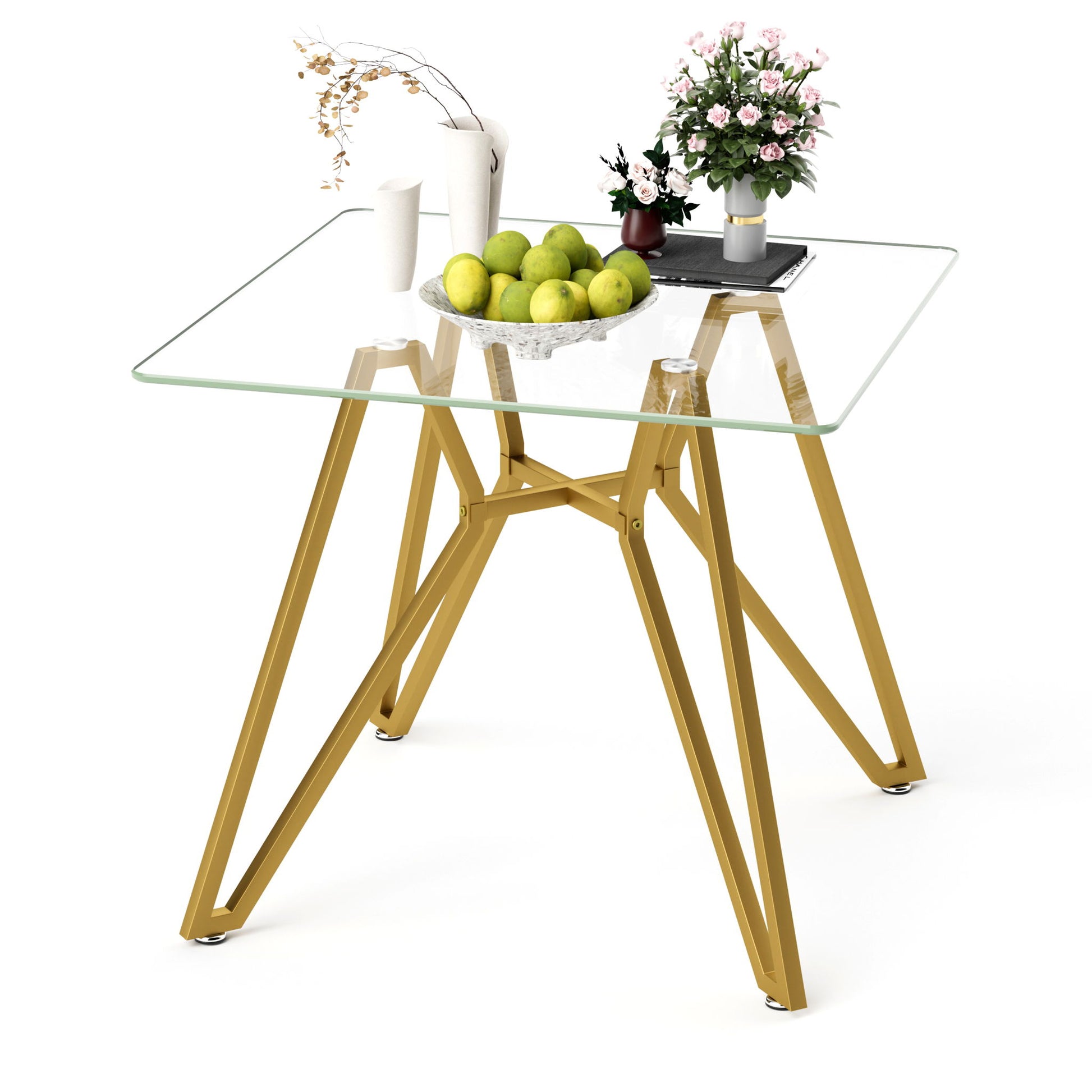 Modern Glass Dining Table With Metal Legs Home Essentials