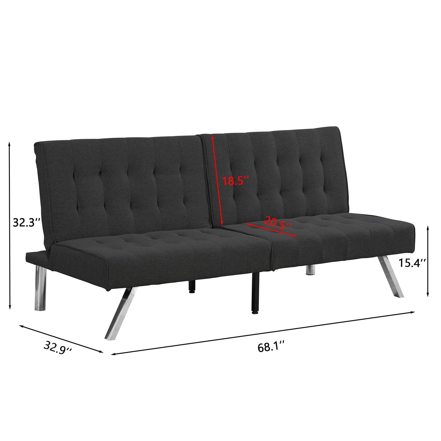 Modern Sofa Bed With Wood Frame And Stainless Legs Home Essentials
