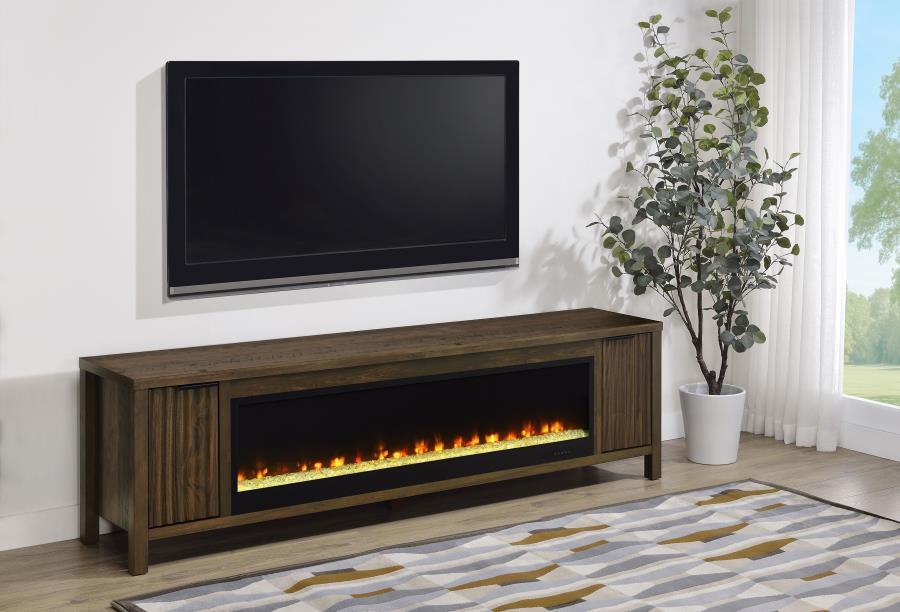 Carey - 79" TV Stand Fireplace Media Console - Dark Pine Coaster Fine Furniture