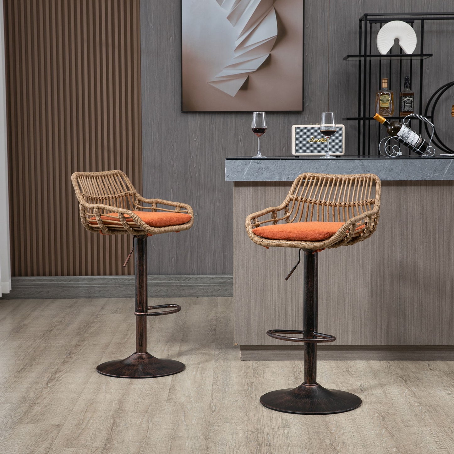 Modern Swivel Bar Stools Adjustable Counter Chairs With Footrest (Set of 2) Home Essentials