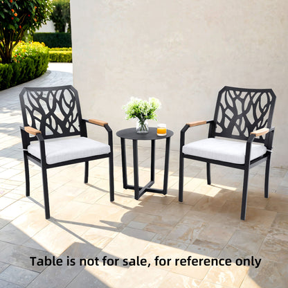Outdoor Patio Stationary Dining Chairs With Outdoor Grade Sunbrella Cushions, Branch Like Backrest (Set of 2) - Bourbon Brown Life Outside