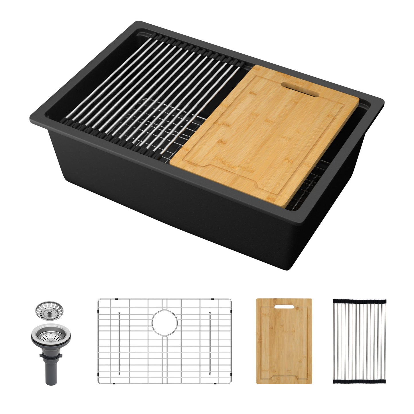 Quartz Kitchen Sink, Granite Composite Workstation Undermount Daily Nest