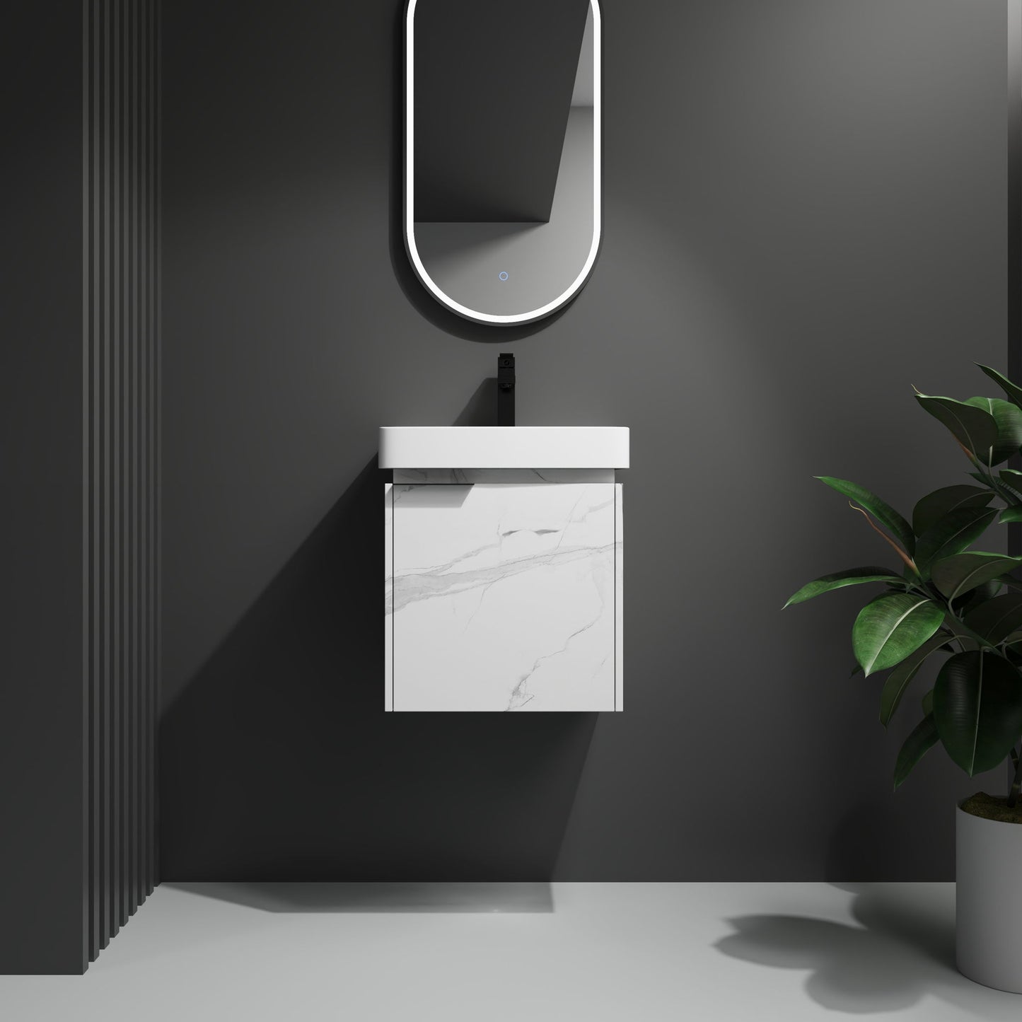 Wall Mounted Bathroom Vanity With Ceramic Sink And Storage Cabinet Home Essentials