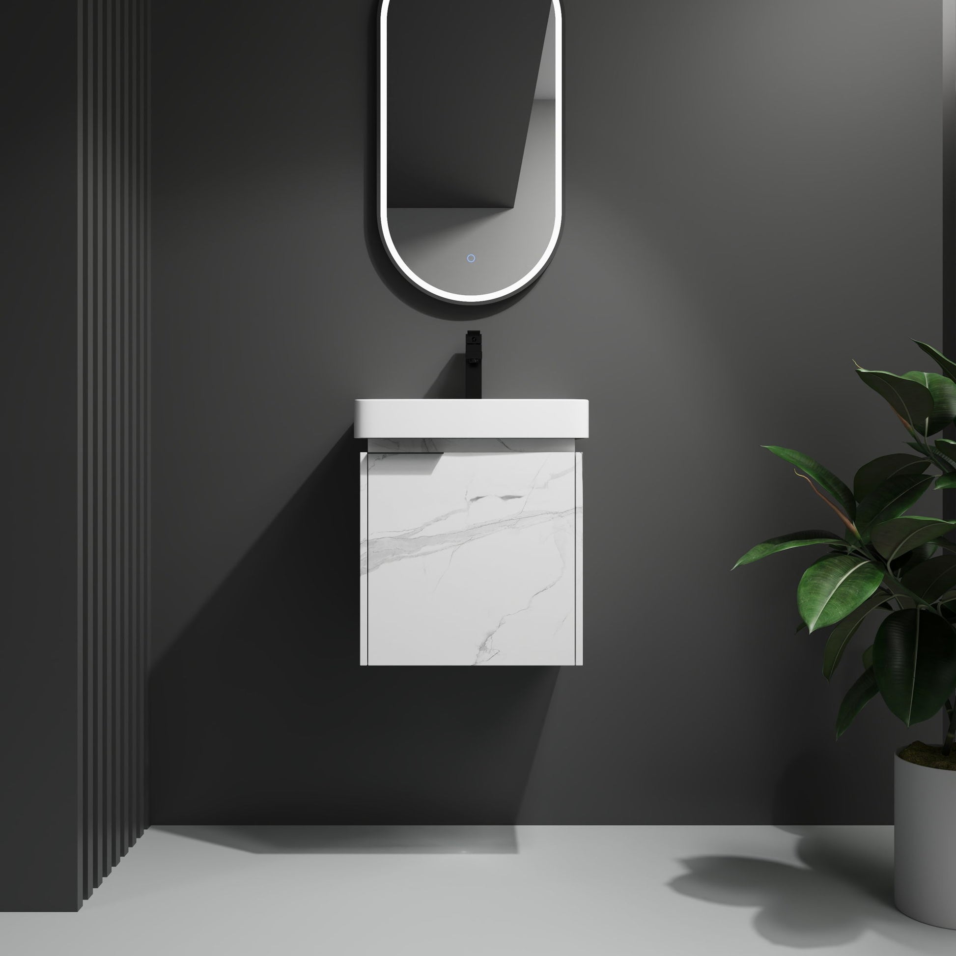 Wall Mounted Bathroom Vanity With Ceramic Sink And Storage Cabinet Home Essentials