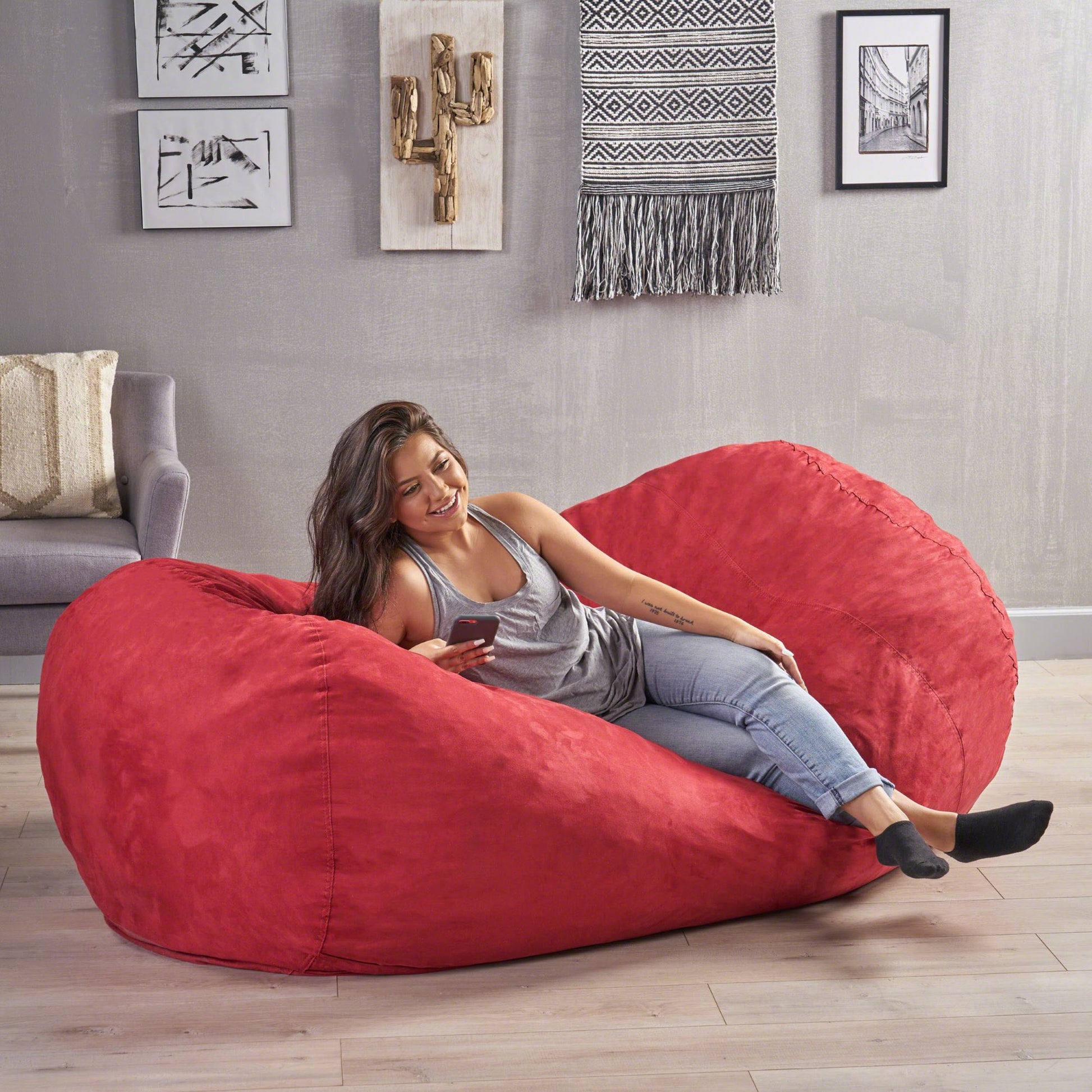 Jasper - Traditional Cylindrical Suede Bean Bag Home Essentials