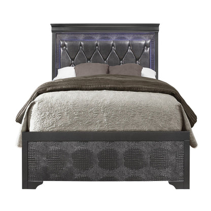 Shaker - Bed With LED Lighting And Crystal Inspired Tufted Headboard Global Furniture USA
