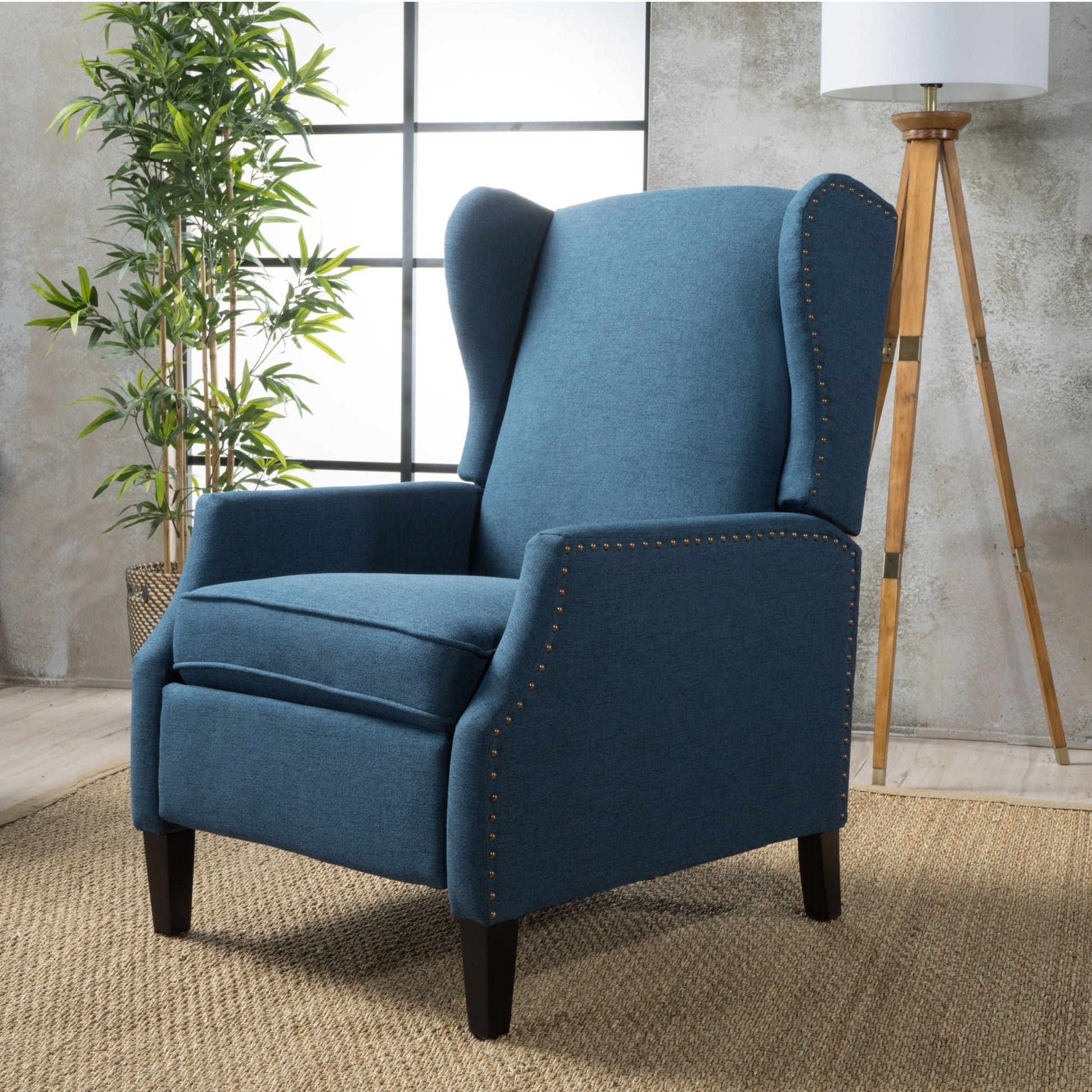 Westeros Wing Back Fabric Upholstered Recliner Noble House