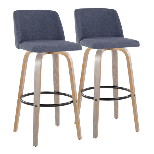 Toriano - Fixed Height Contemporary Barstool With Swivel With Round Footrest (Set of 2) Lumi Source