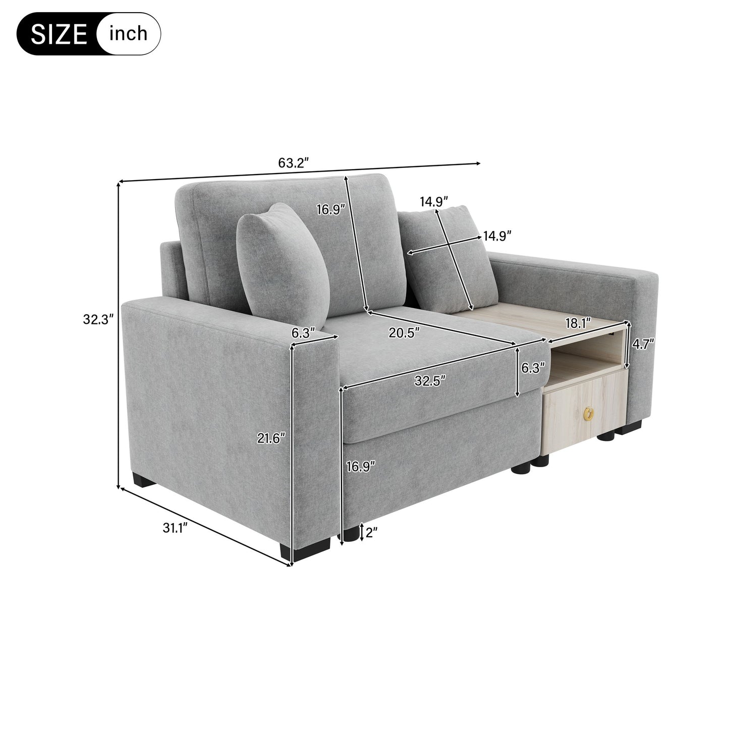 Modular Sofa Couch With Storage Armrest And Center Console Noble House