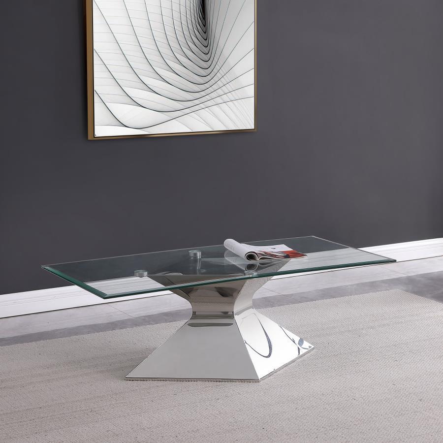 Jenny - Glass Top Stainless Steel Table CoasterEveryday