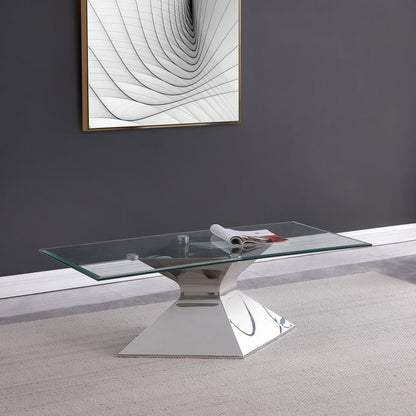Jenny - Glass Top Stainless Steel Table CoasterEveryday