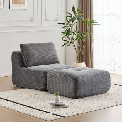 Single Chaise Longue With Movable Ottoman For Living Room Home Essentials