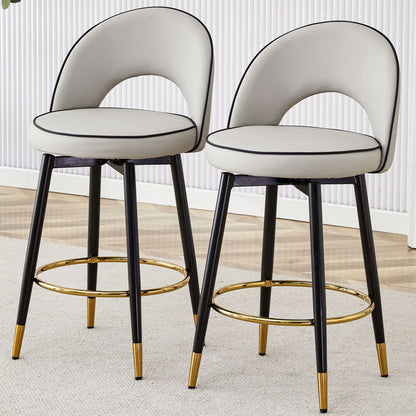 Modern Upholstered 360° Rotatable Bar Chair With Metal Legs For Dining Room (Set of 2) Home Essentials