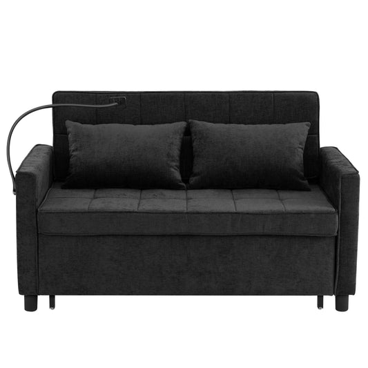 Loveseat Sofa Bed Sleeper With Reversible Backrest, Side Pockets, USB Ports, Phone Holder Hearth and Haven