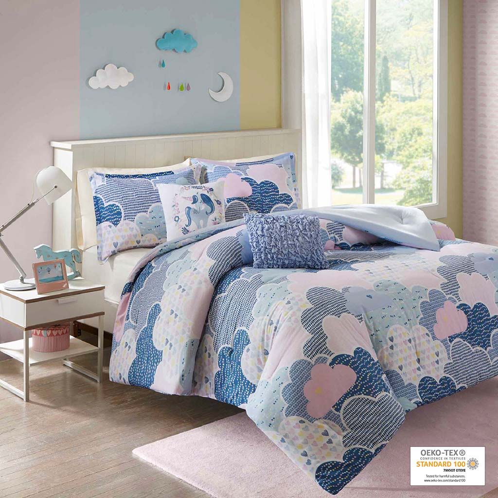 Cloud - Printed Comforter Set - Blue