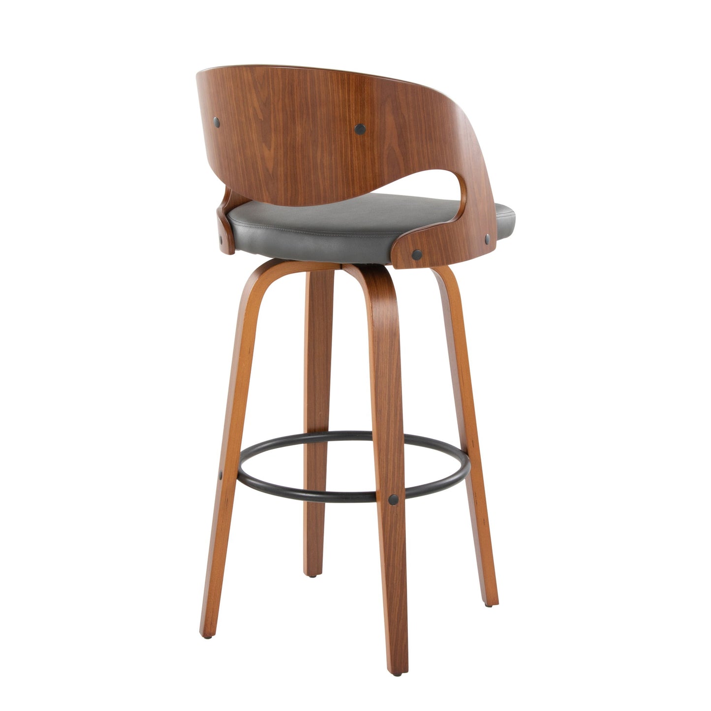 Pino - Mid Century Modern Fixed Height Barstool With Swivel & Round Footrest (Set of 2) Lumi Source