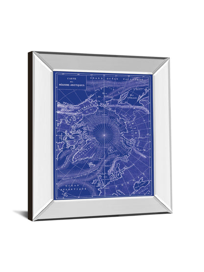 Arctic Map By The Vintage Collection - Mirror Framed Print Wall Art - Blue