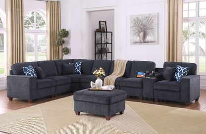 Lily - Sectional Sofa With Ottoman - Black Urban Retreats