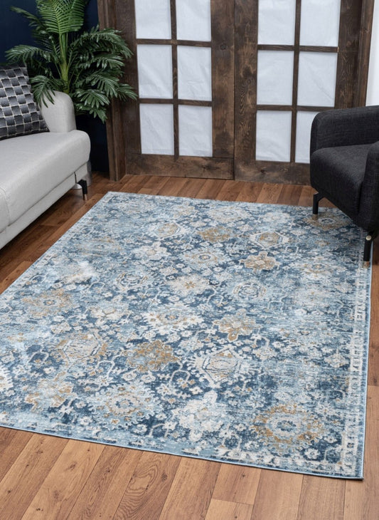Noble - 5'3" X 7'3" Area Rug - Blue Icona Home Decor