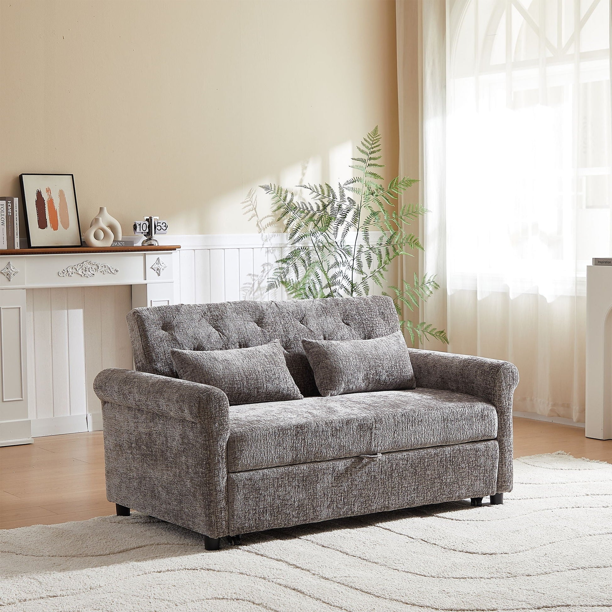 Loveseat Sofa Bed, Pull - Out Couch Sleeper & 2 Pillows Home Essentials