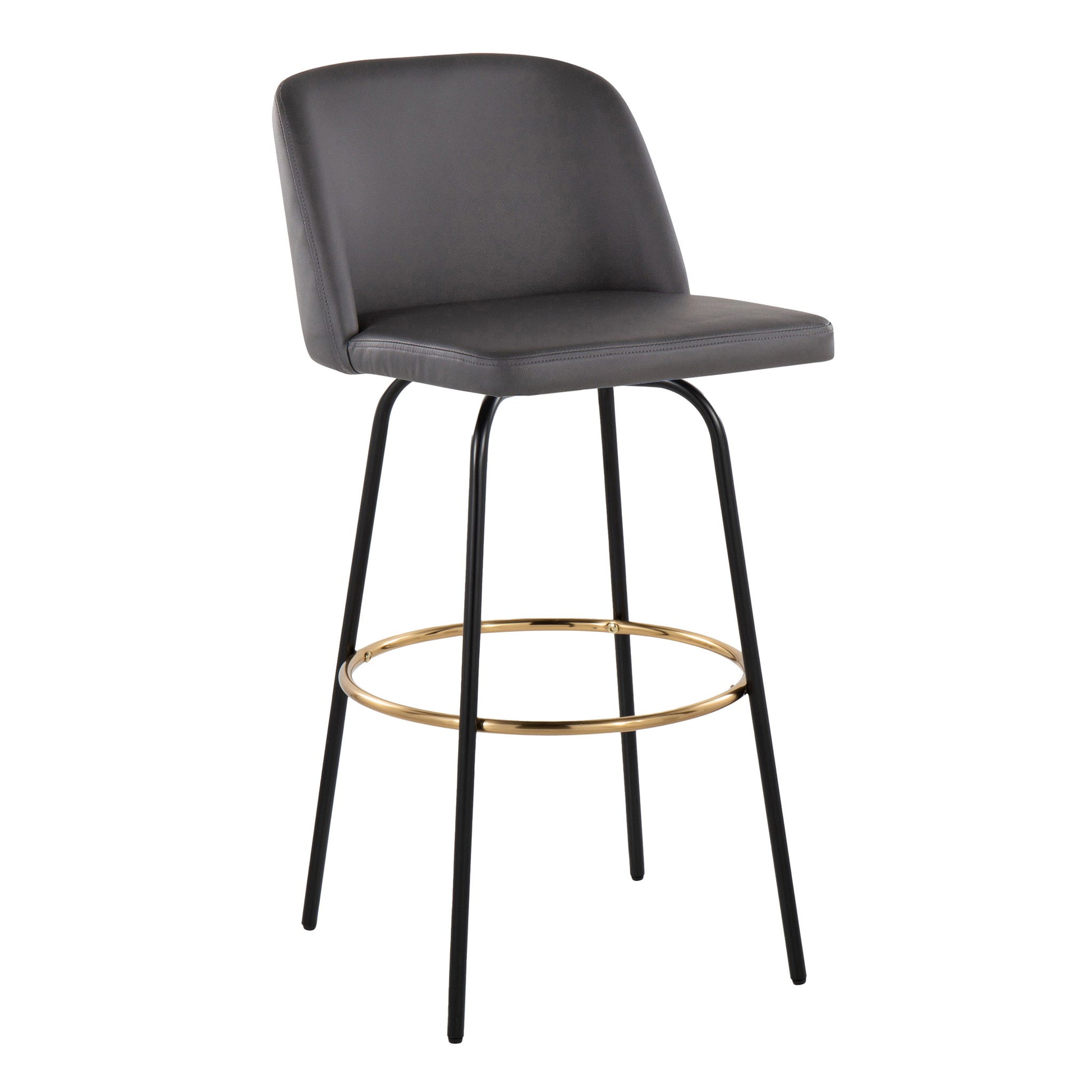 Toriano - Contemporary Fixed Height, Barstool With Swivel & Round Footrest (Set of 2) Lumi Source
